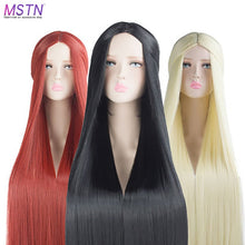 Load image into Gallery viewer, Pink Green Purple Black Wig 100CM/40&quot; Synthetic Heat Resistant Fiber