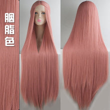 Load image into Gallery viewer, Pink Green Purple Black Wig 100CM/40" Synthetic Heat Resistant Fiber