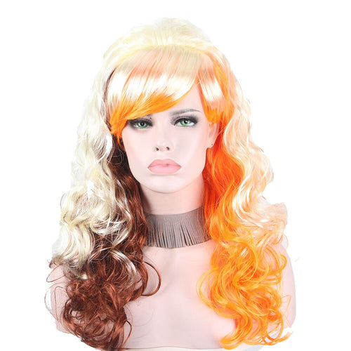 Gold Brown Orange Synthetic Wavy Hair Costume